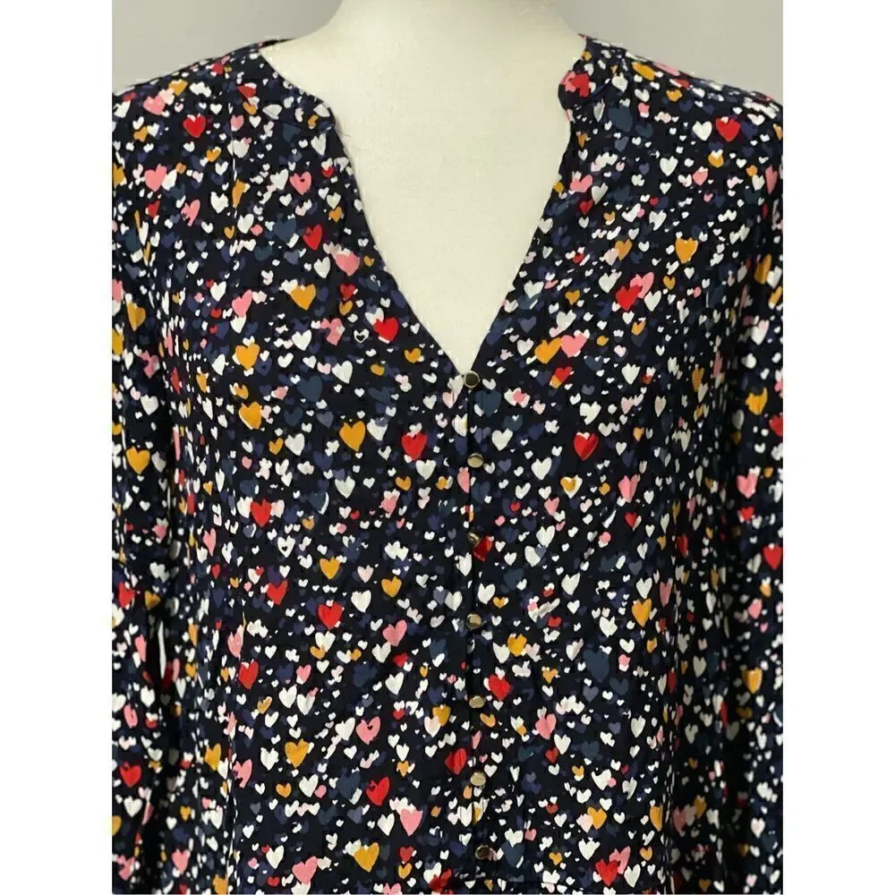 Loft xs heart printed long sleeve midi dress